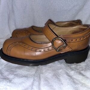 Vintage Dr. Martens Tan Leather Mary Jane Shoes